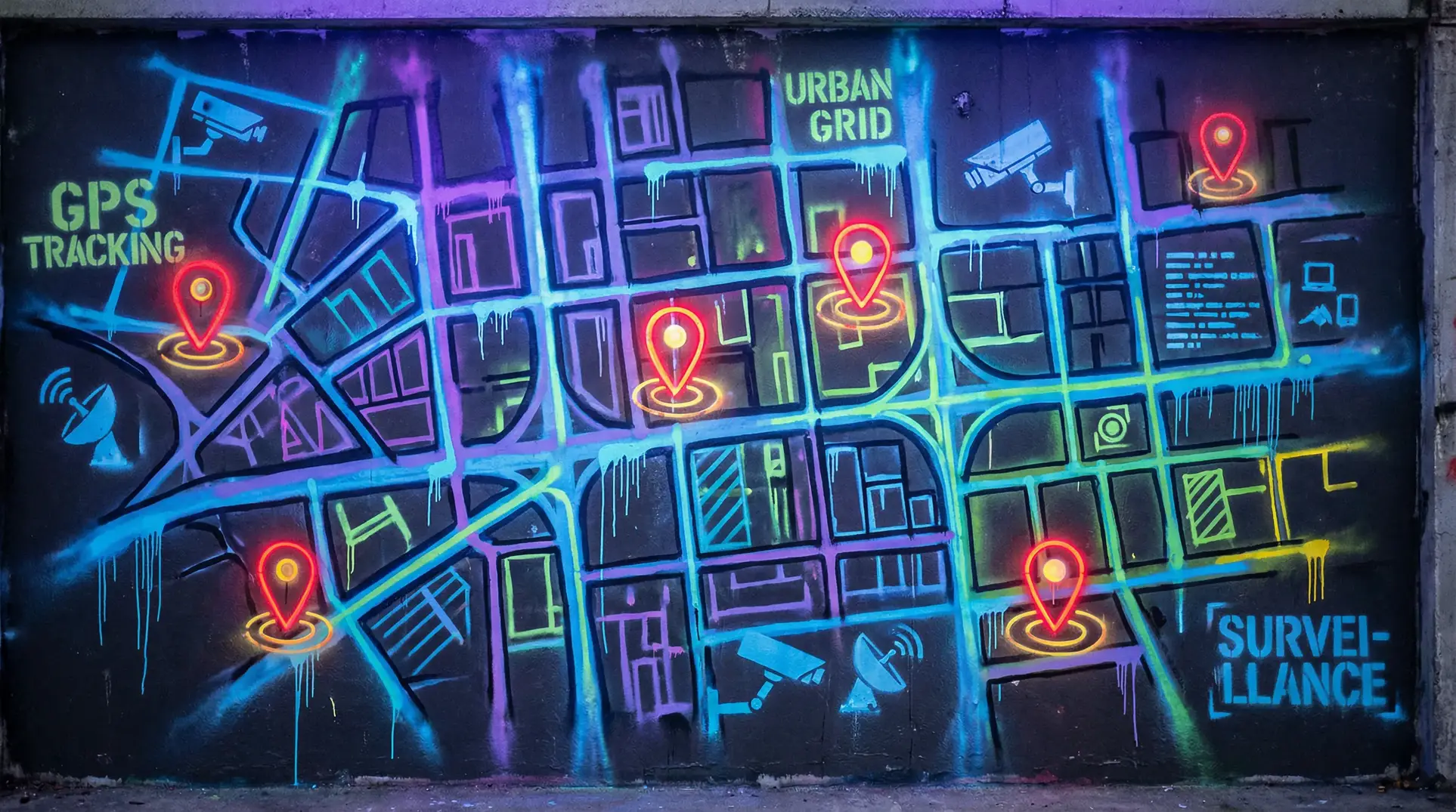 把英语课代表按在地上C 狗仔追踪地图 - 城市涂鸦风格